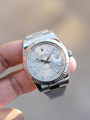 ROLEX DATE JUST SILVER